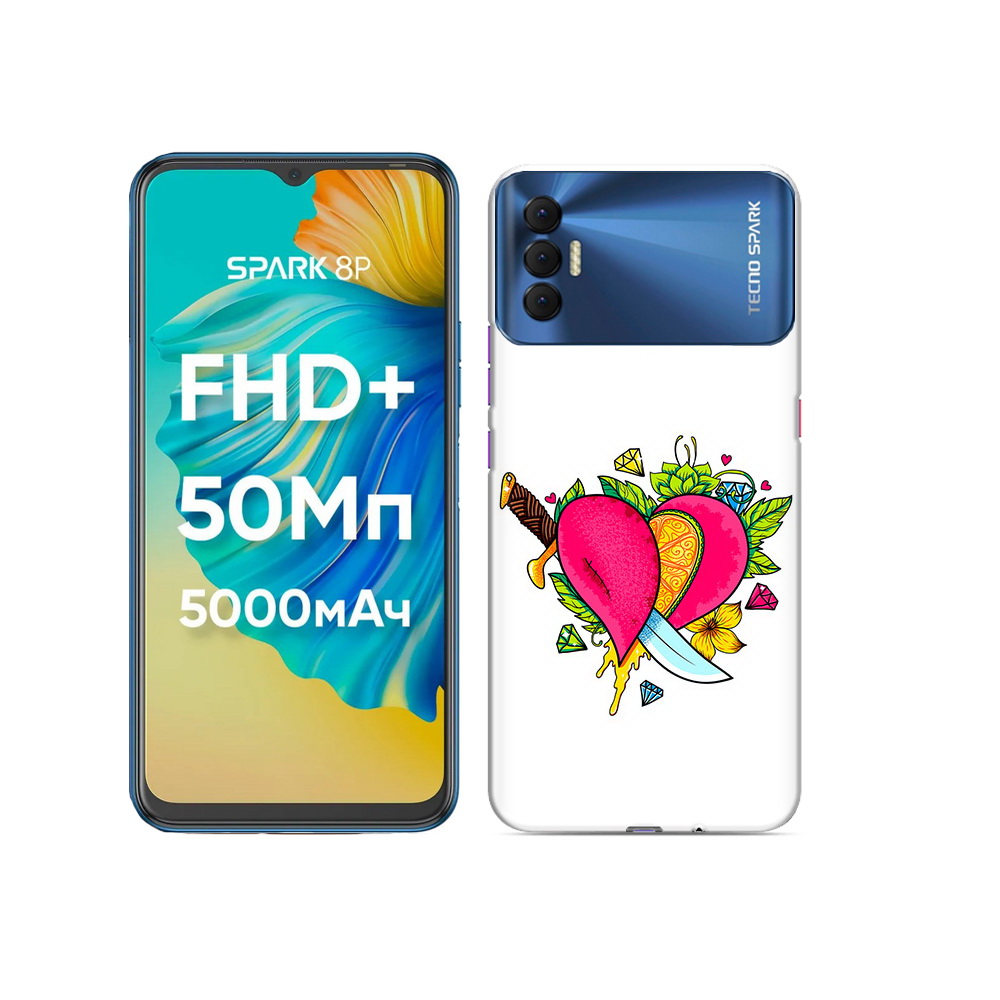 

Чехол MyPads Tocco для Tecno Spark 8P Фруктовое сердце, Прозрачный, Tocco