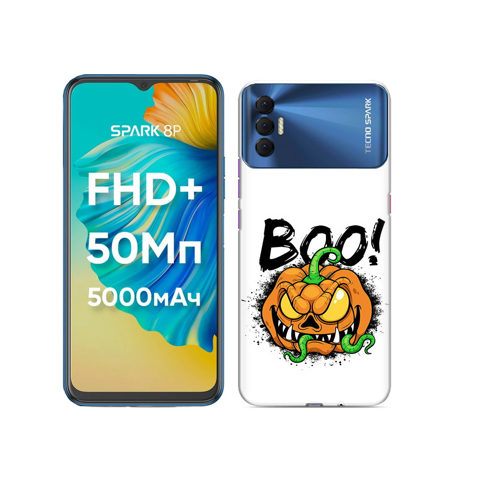 

Чехол MyPads Tocco для Tecno Spark 8P Хэллоуин бу, Прозрачный, Tocco