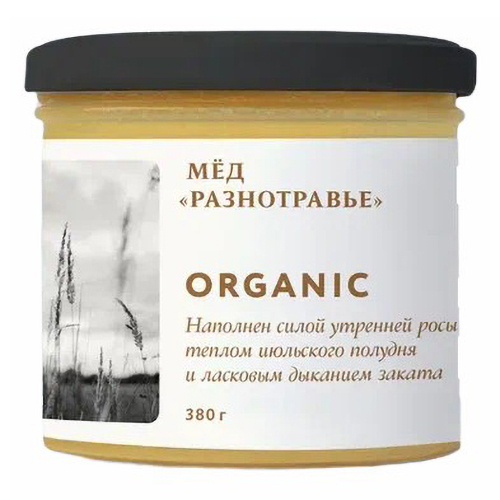 Мед Медовый дом Organic Разнотравье натуральный цветочный 380 г