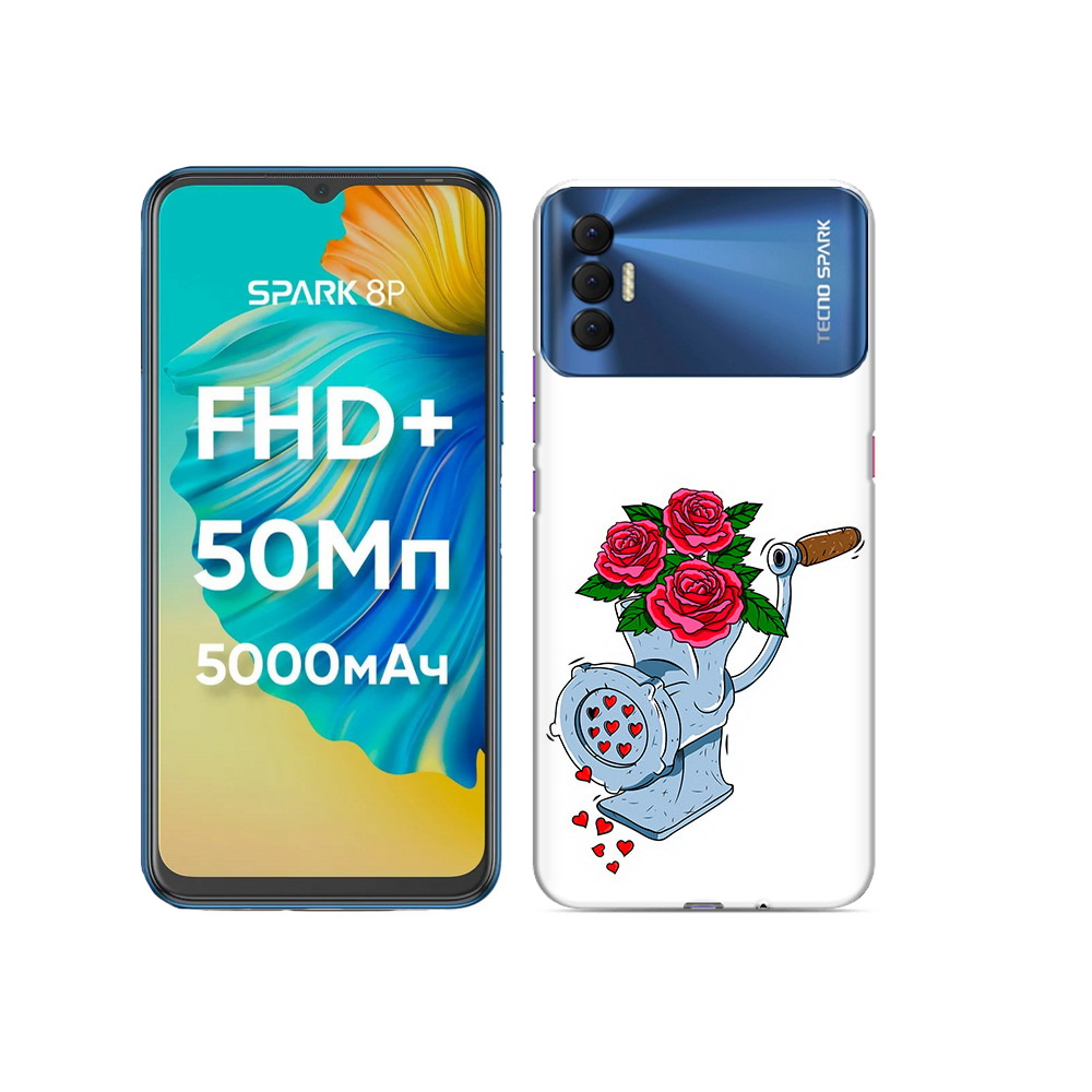 

Чехол MyPads Tocco для Tecno Spark 8P Цветочные сердца, Прозрачный, Tocco