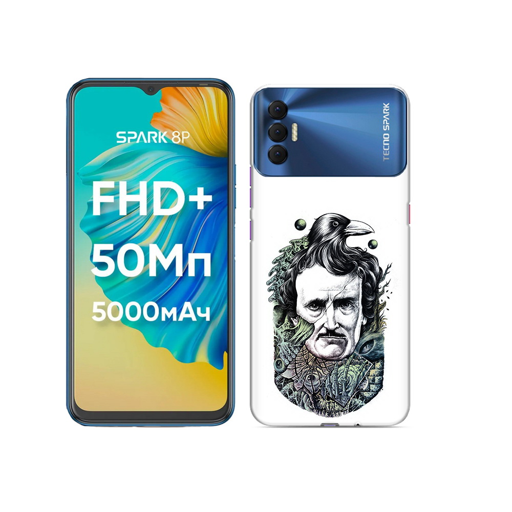 

Чехол MyPads Tocco для Tecno Spark 8P Эдгар Аллан с вороном, Прозрачный, Tocco