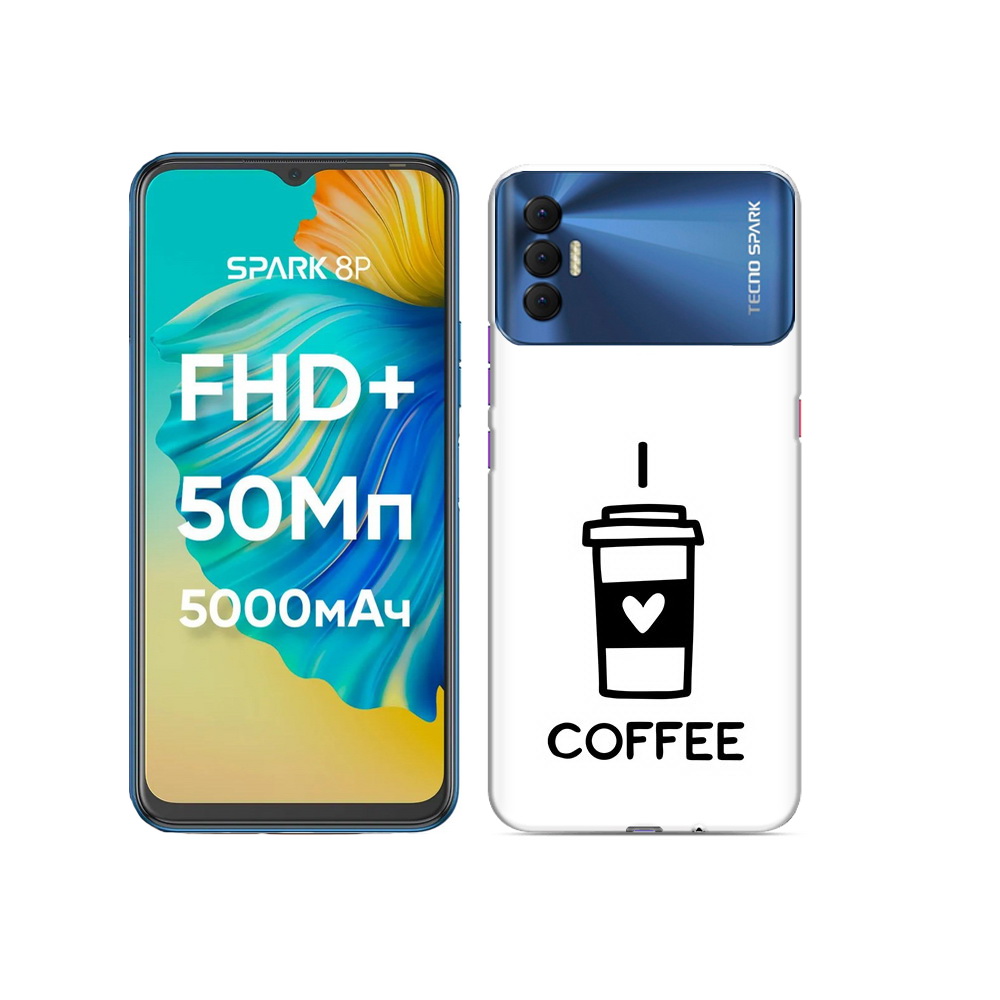 

Чехол MyPads Tocco для Tecno Spark 8P Я люблю кофе, Прозрачный, Tocco