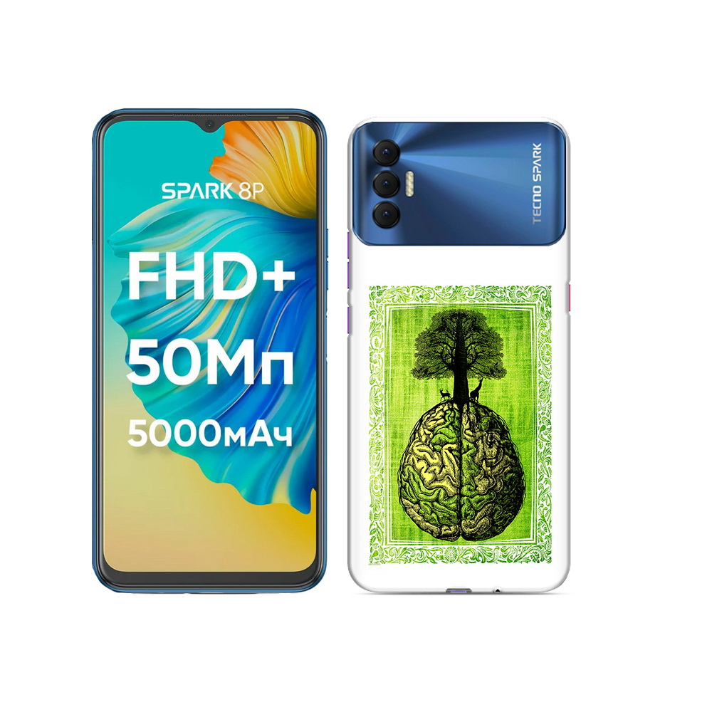 

Чехол MyPads Tocco для Tecno Spark 8P абстракция здоровый мозг, Прозрачный, Tocco