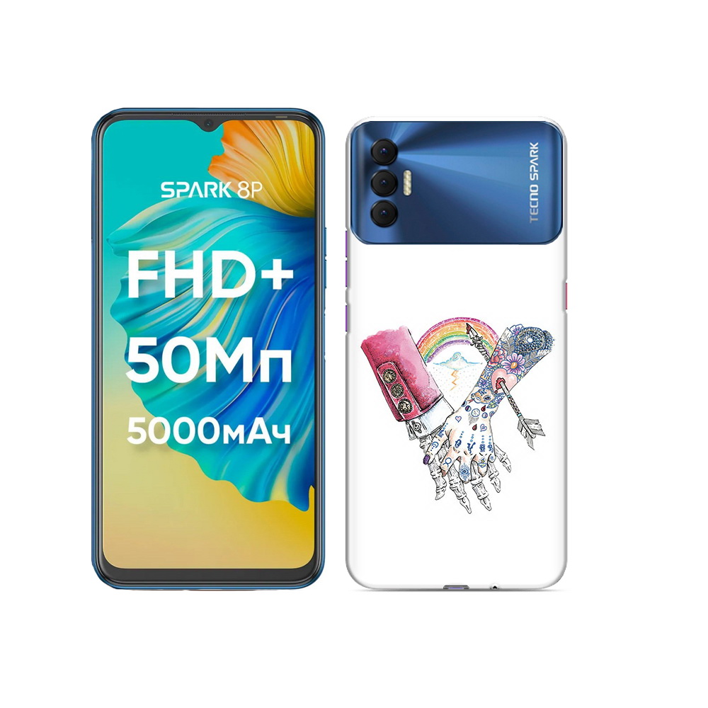 

Чехол MyPads Tocco для Tecno Spark 8P абстракция руки в татуировках, Прозрачный, Tocco
