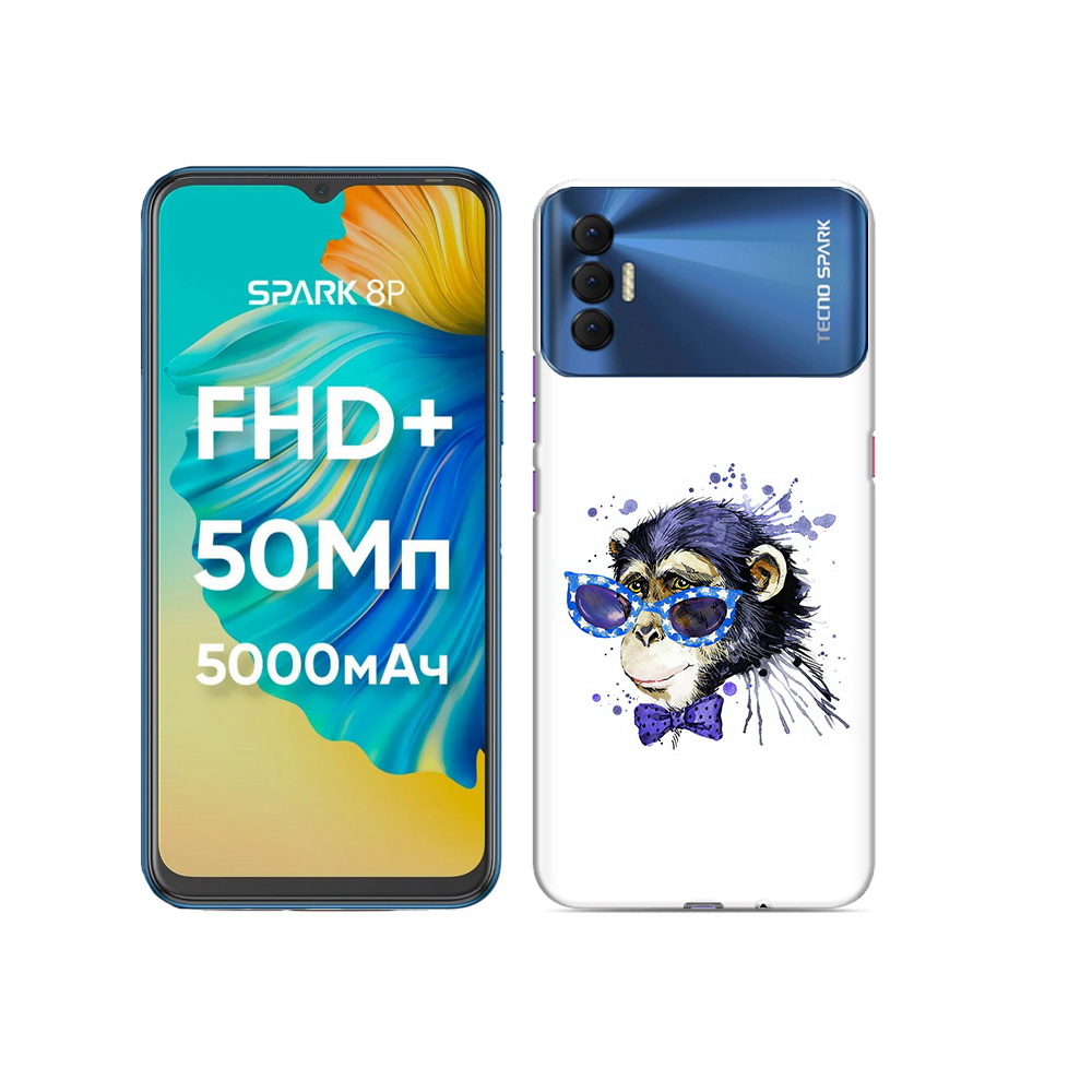 

Чехол MyPads Tocco для Tecno Spark 8P акварельная обезьяна, Прозрачный, Tocco