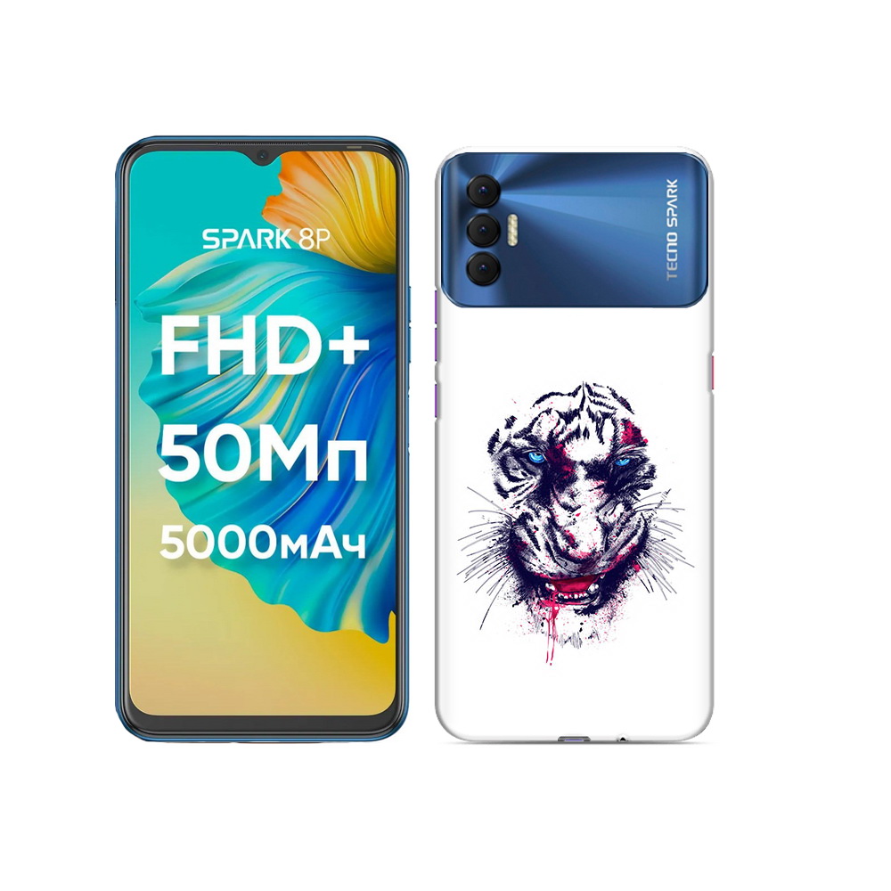 

Чехол MyPads Tocco для Tecno Spark 8P безумный тигр, Прозрачный, Tocco