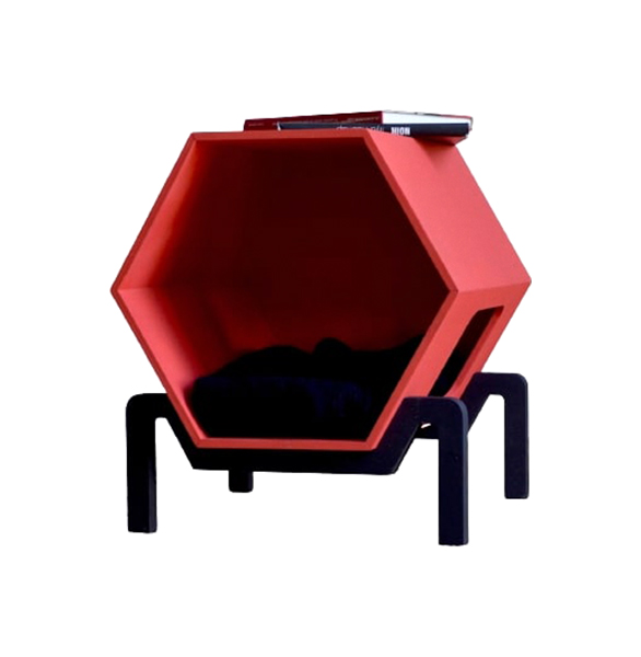 Напольный шестигранный домик PetsApartments Д210943, размер L, красный, черный