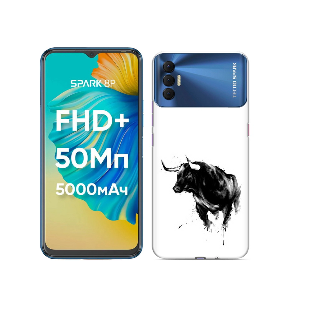 

Чехол MyPads Tocco для Tecno Spark 8P бык, Прозрачный, Tocco