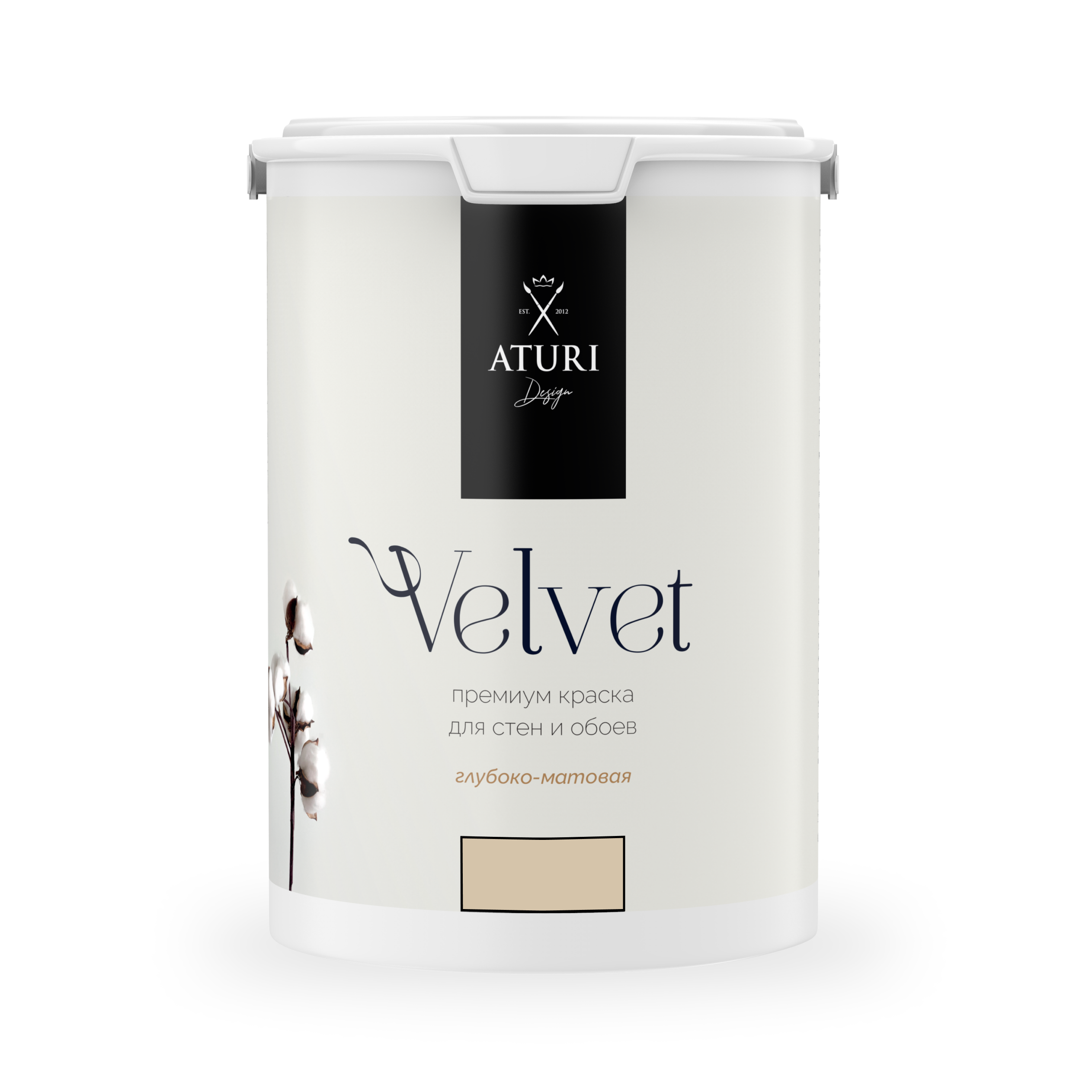 Краска Aturi Design Mia интерьерная, для стен, моющаяся; Цвет: Пудровый беж, 7,2 кг