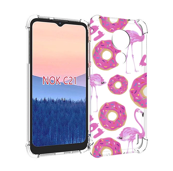 

Чехол MyPads пончики-фламинго для Nokia C21, Прозрачный, Tocco