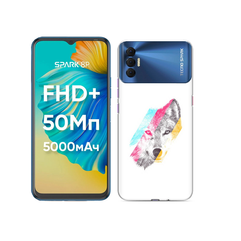 

Чехол MyPads Tocco для Tecno Spark 8P волк градиент, Прозрачный, Tocco