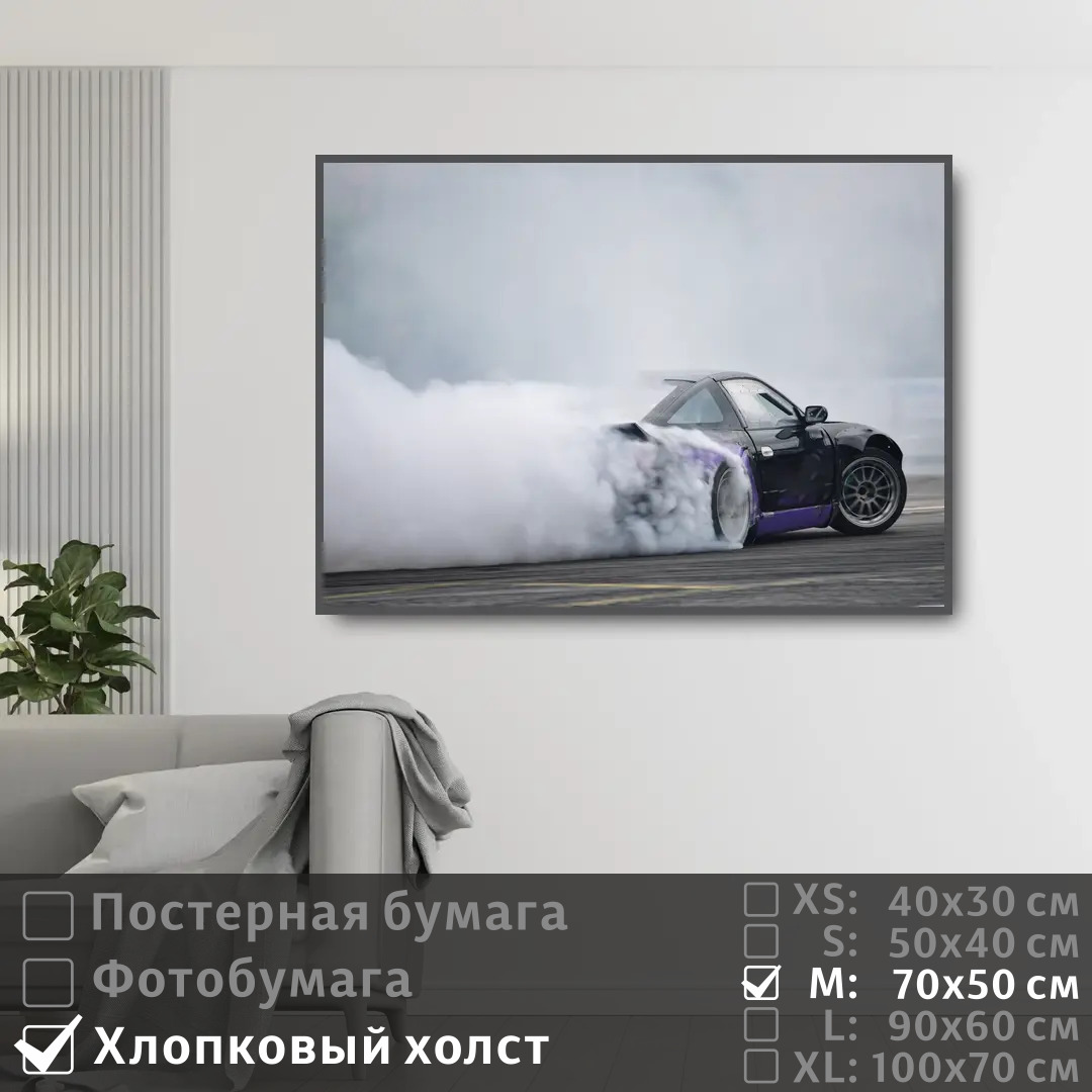

Постер на холсте ПолиЦентр Авто дрифт 70х50 см, АвтоДрифт