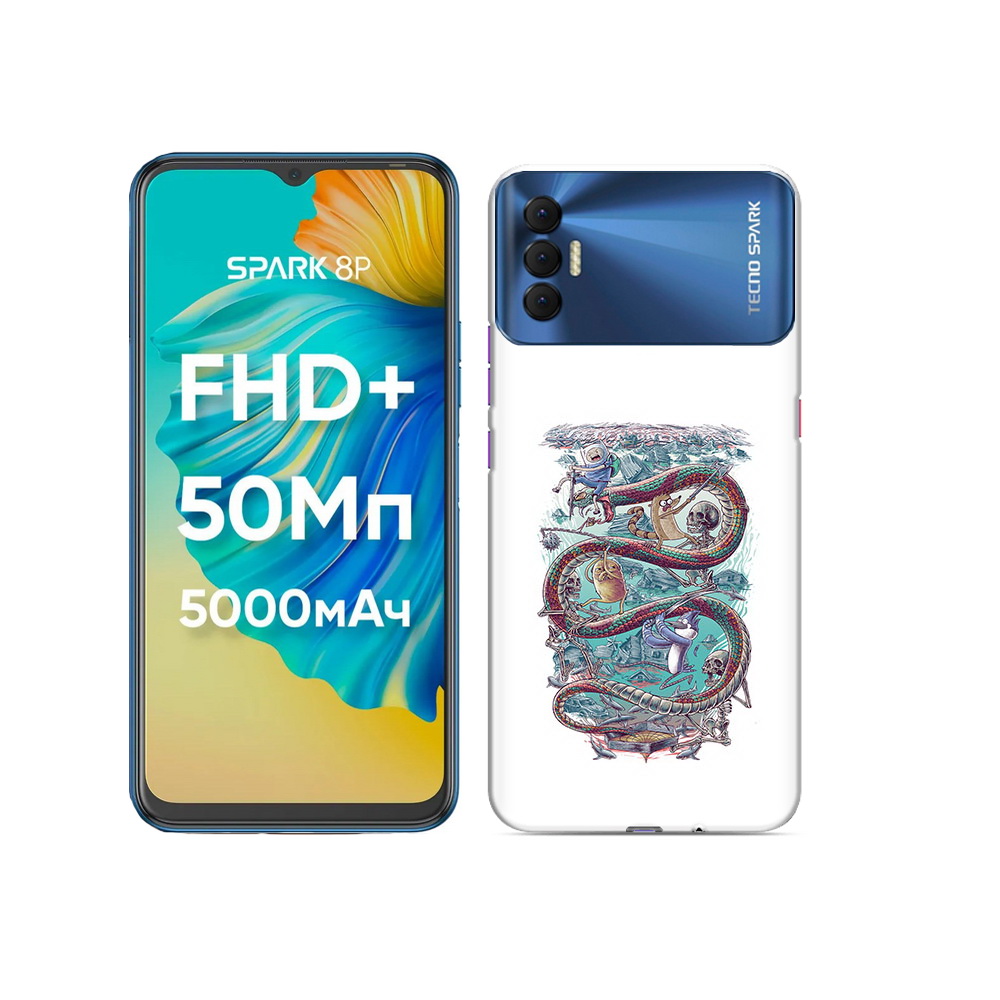 

Чехол MyPads Tocco для Tecno Spark 8P время приключений страшилка, Прозрачный, Tocco