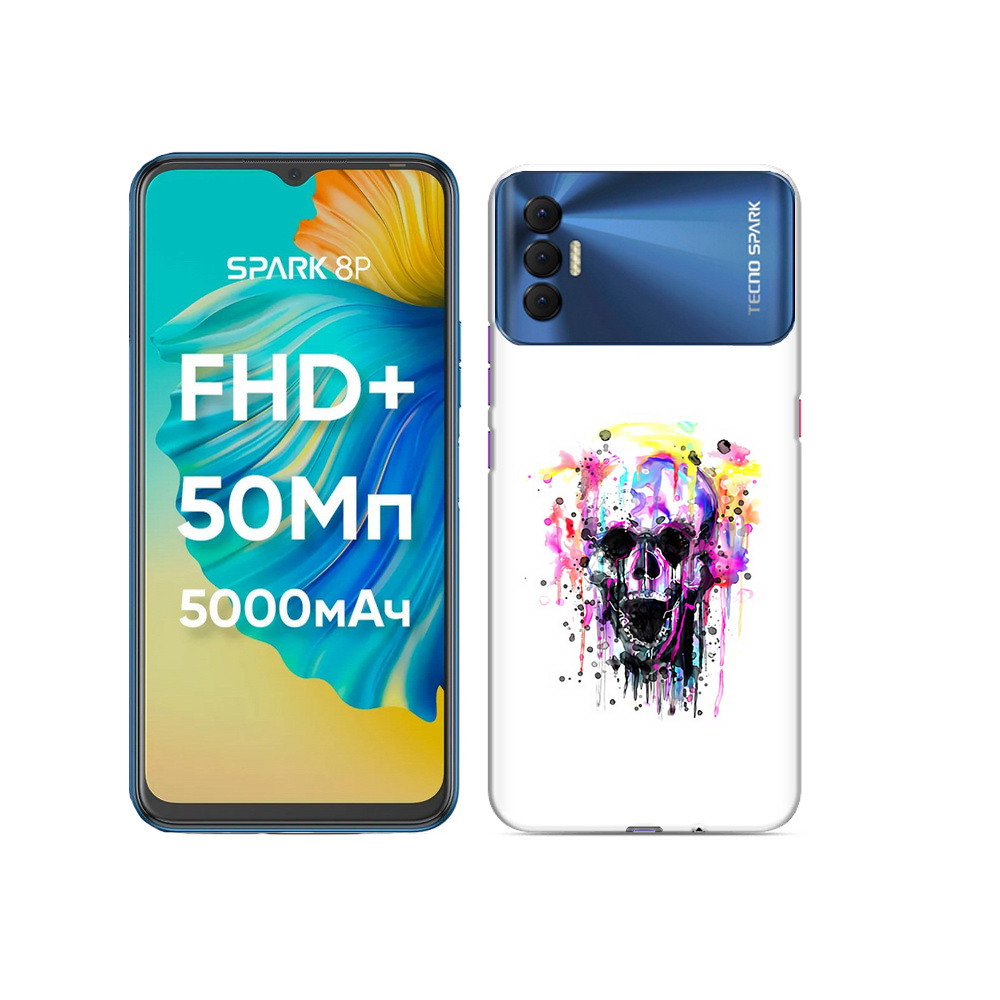 

Чехол MyPads Tocco для Tecno Spark 8P граффити череп, Прозрачный, Tocco