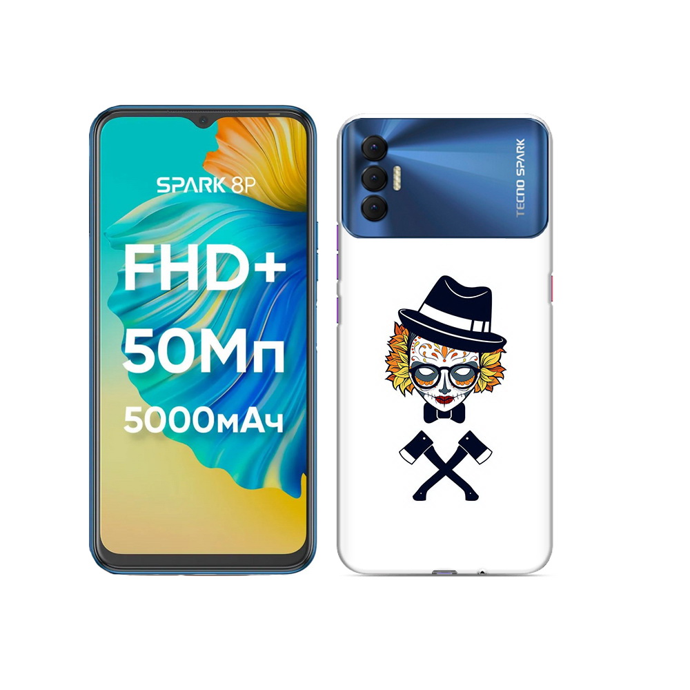 

Чехол MyPads Tocco для Tecno Spark 8P девушка в маске с топорами рисунок, Прозрачный, Tocco