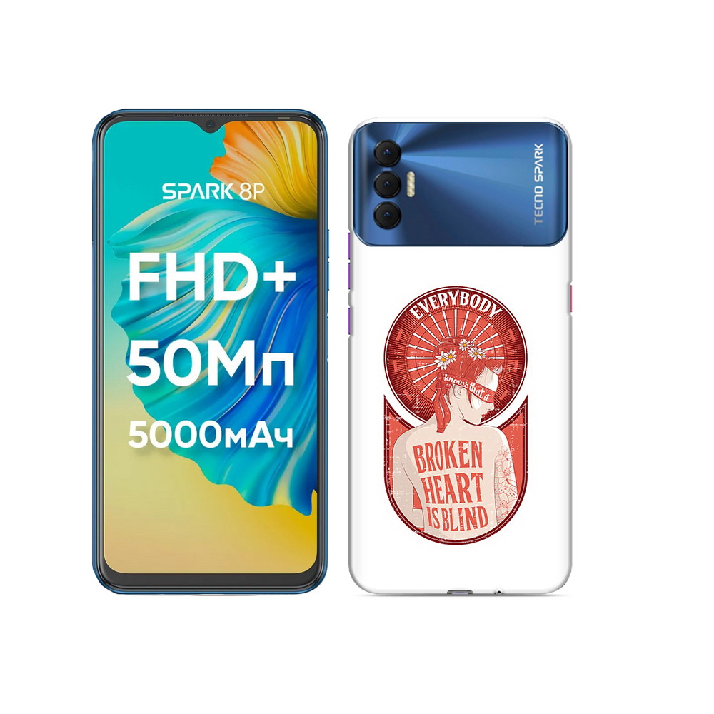 

Чехол MyPads Tocco для Tecno Spark 8P девушка разбитое сердце, Прозрачный, Tocco