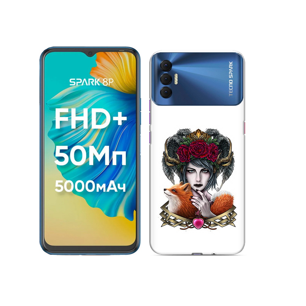 

Чехол MyPads Tocco для Tecno Spark 8P девушка с лисой, Прозрачный, Tocco