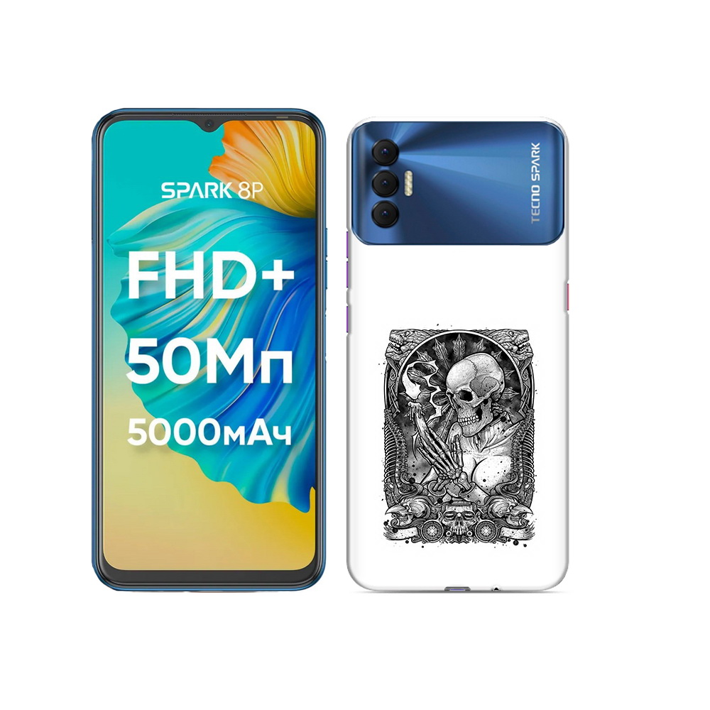 

Чехол MyPads Tocco для Tecno Spark 8P девушка скелет, Прозрачный, Tocco
