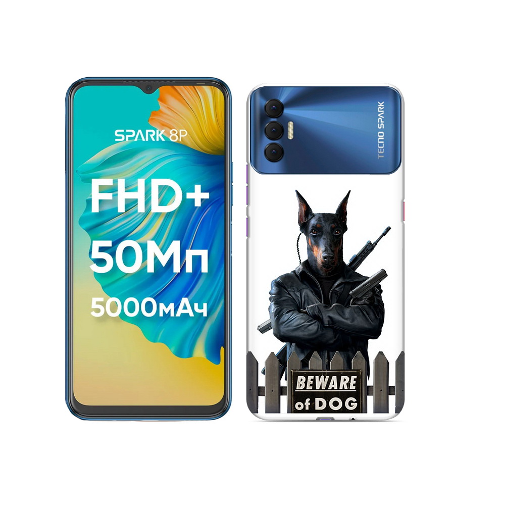 

Чехол MyPads Tocco для Tecno Spark 8P доберман, Прозрачный, Tocco