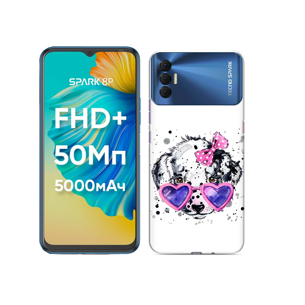 

Чехол MyPads Tocco для Tecno Spark 8P долматинец в очках, Прозрачный, Tocco