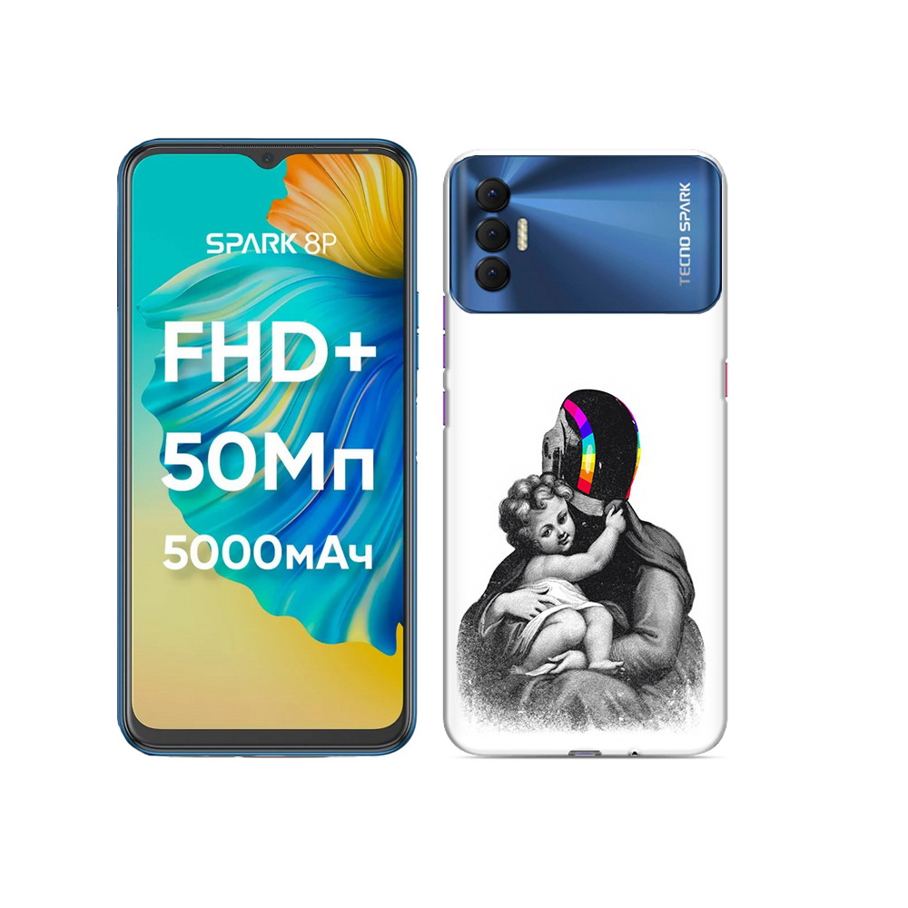 

Чехол MyPads Tocco для Tecno Spark 8P защитник в шлеме, Прозрачный, Tocco