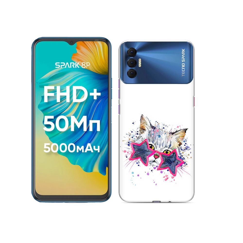 

Чехол MyPads Tocco для Tecno Spark 8P звездные очки, Прозрачный, Tocco