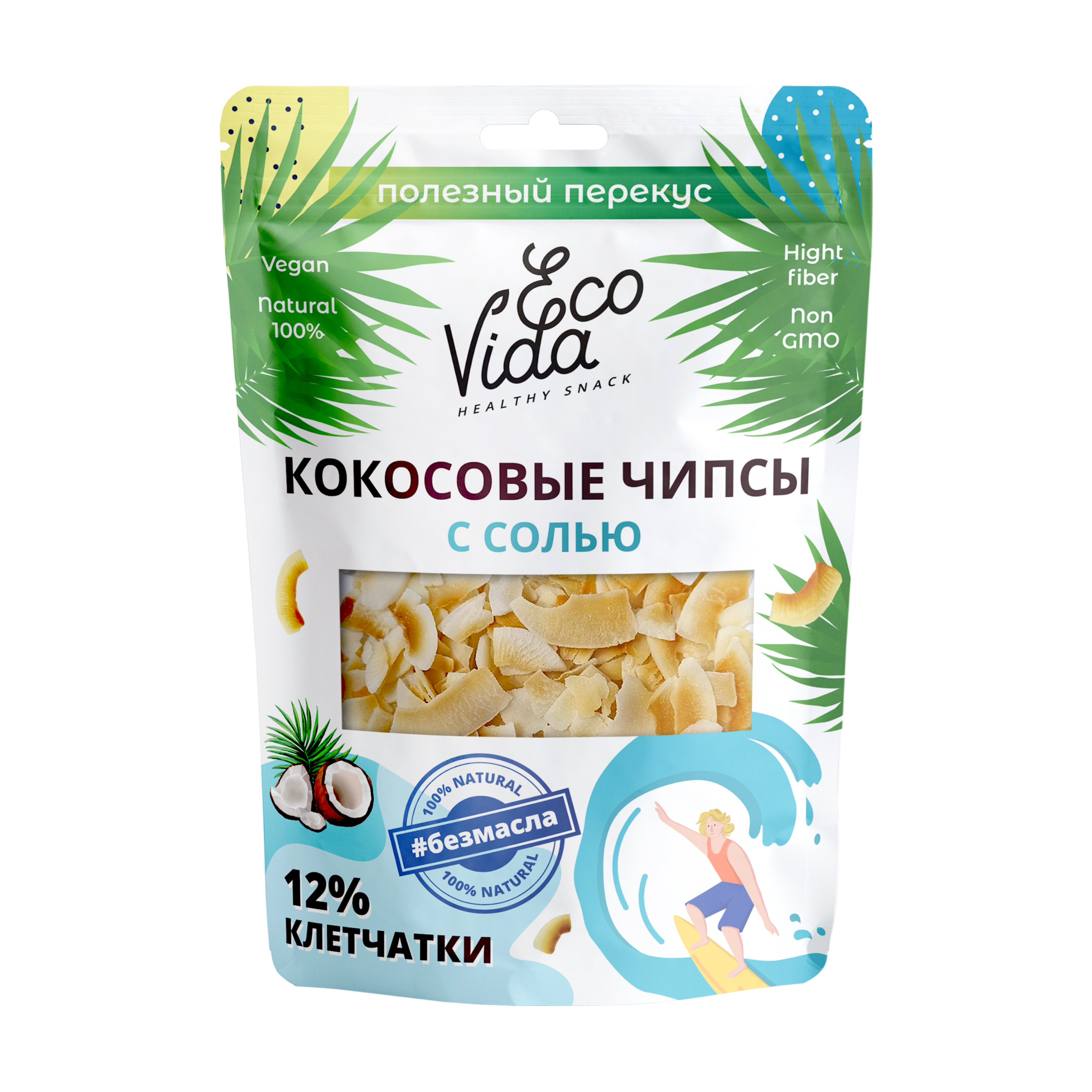 

Кокосовые чипсы EcoVida слабой обжарки 100 г