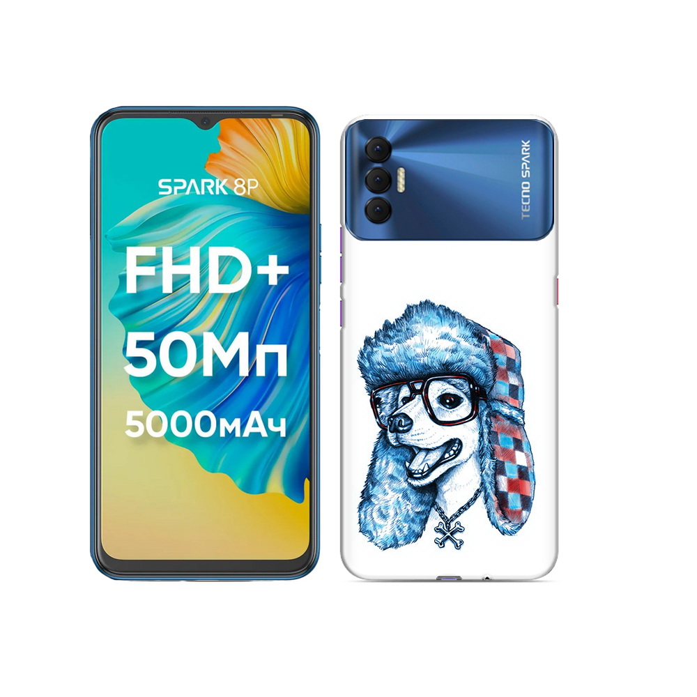 

Чехол MyPads Tocco для Tecno Spark 8P зимний пес, Прозрачный, Tocco