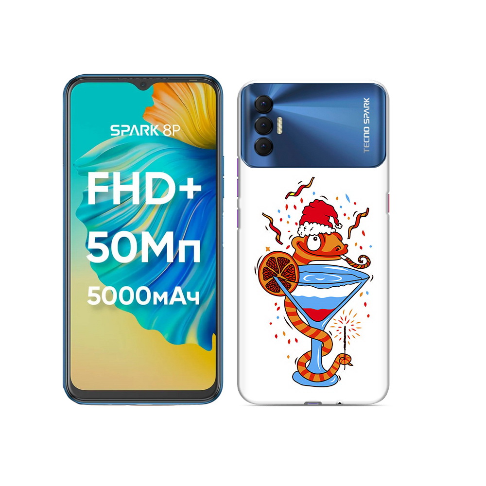 

Чехол MyPads Tocco для Tecno Spark 8P змейка, Прозрачный, Tocco