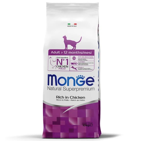 

Сухой корм для кошек Monge Adult, курица, 10кг, Adult