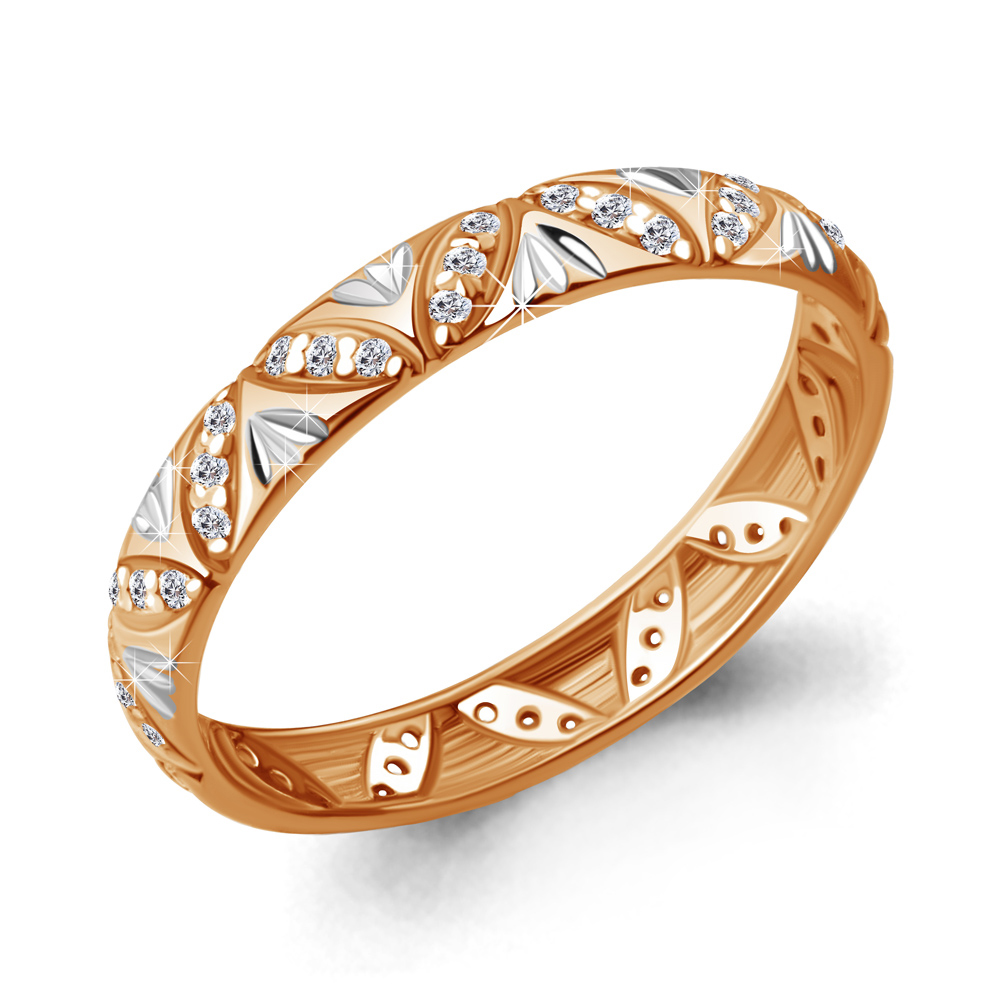 

Кольцо обручальное из красного золота с фианитом р. 17 Aquamarine 62225А_585_кз, 62225А_585_кз