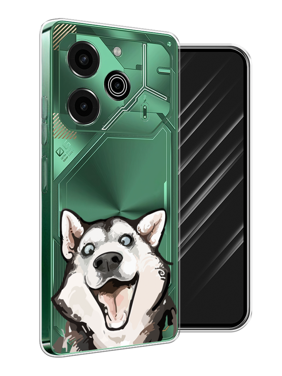 

Чехол Awog на Tecno Pova 6 Pro 5G "Радостный хаски", Белый;голубой;черный, 305250-1
