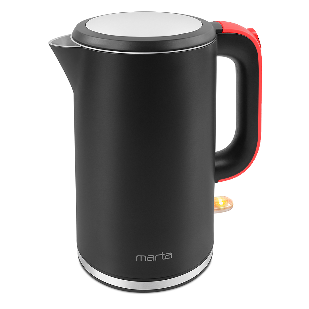 Чайник электрический Marta MT-4556 1.7 л красный, черный кружка с двойными стенками тропики 300 мл
