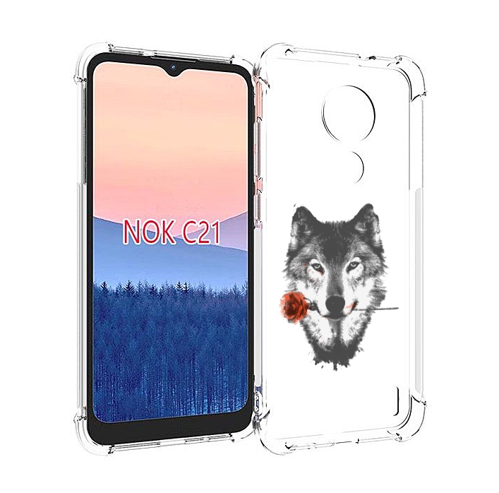 Чехол MyPads волк с розой для Nokia C21