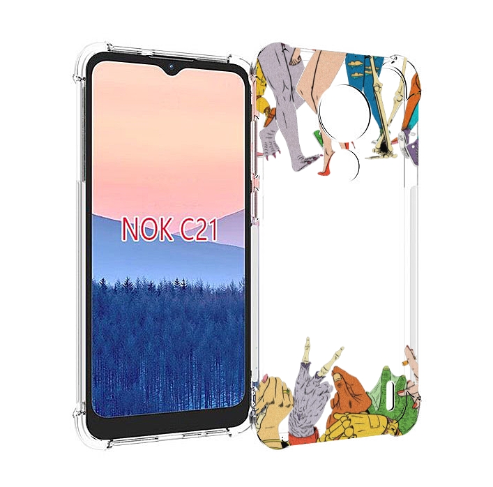 

Чехол MyPads разные персонажи пальчики для Nokia C21, Прозрачный, Tocco