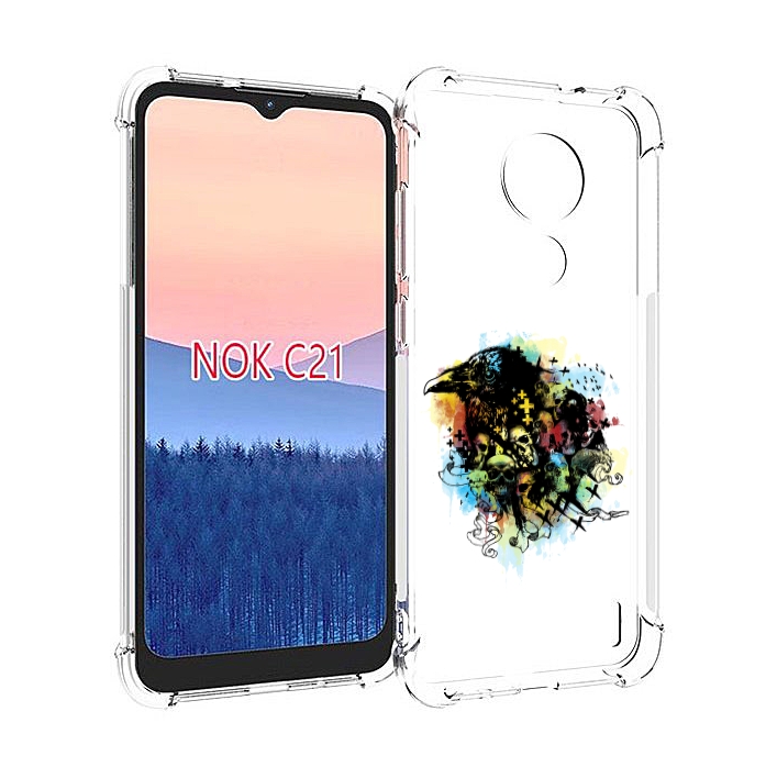 

Чехол MyPads ворон и черепа для Nokia C21, Прозрачный, Tocco