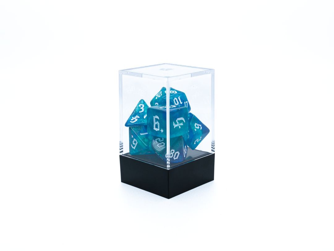 Набор кубиков для D&D, Dungeons and Dragons, ДнД, Pathfinder перламутровые голубые ассортиментная коробка с o рингами голубые для минерального масла черные для dot масла 2019240