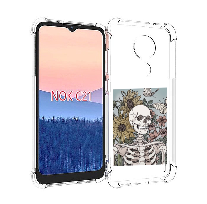 

Чехол MyPads скелетик с подсолнухами для Nokia C21, Прозрачный, Tocco