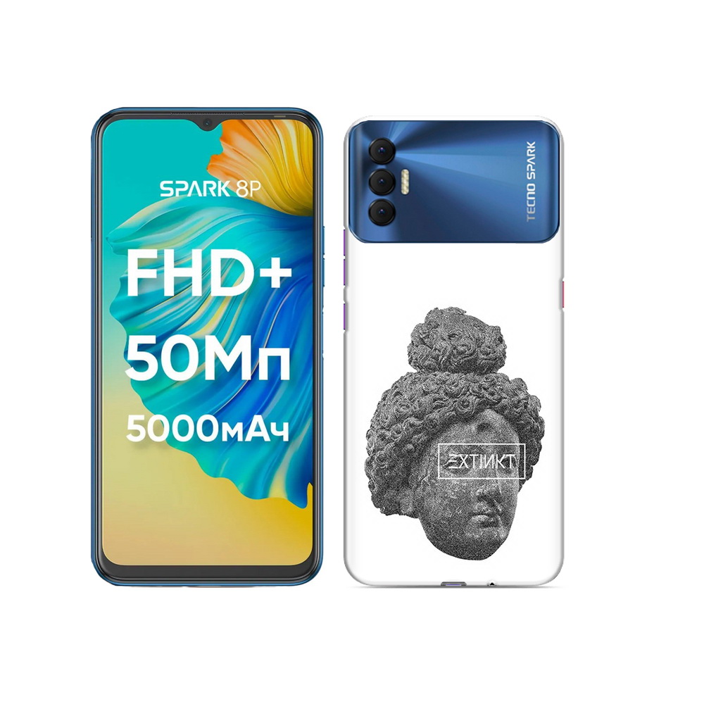 

Чехол MyPads Tocco для Tecno Spark 8P каменное лицо девушки, Прозрачный, Tocco