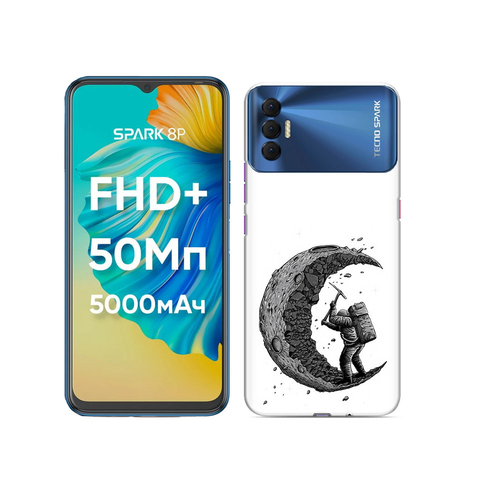 

Чехол MyPads Tocco для Tecno Spark 8P камненная луна, Прозрачный, Tocco