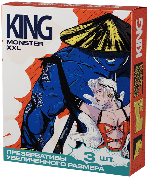 Презервативы KING MONSTER XXL увеличенного размера 3 шт.