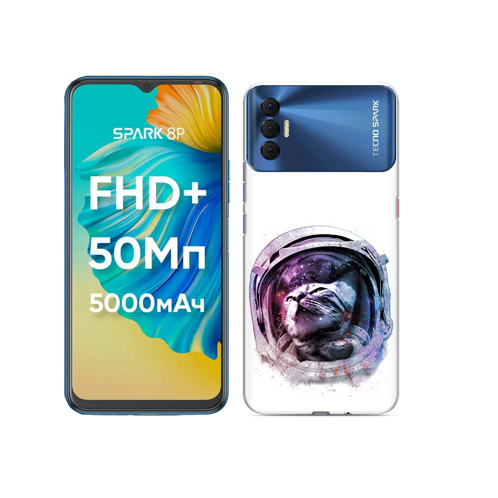 

Чехол MyPads Tocco для Tecno Spark 8P кот в шлеме, Прозрачный, Tocco