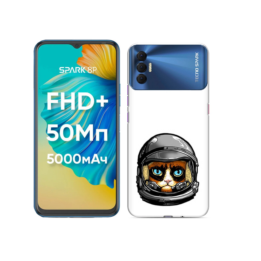 

Чехол MyPads Tocco для Tecno Spark 8P кот космонавт, Прозрачный, Tocco