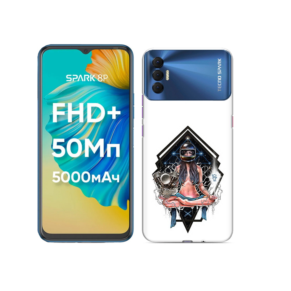 

Чехол MyPads Tocco для Tecno Spark 8P красивая девушка в шлеме, Прозрачный, Tocco