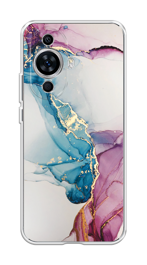 

Чехол на Huawei Nova 11 "Розовые разводы рисунок", Синий;розовый;золотистый, 6121250-1