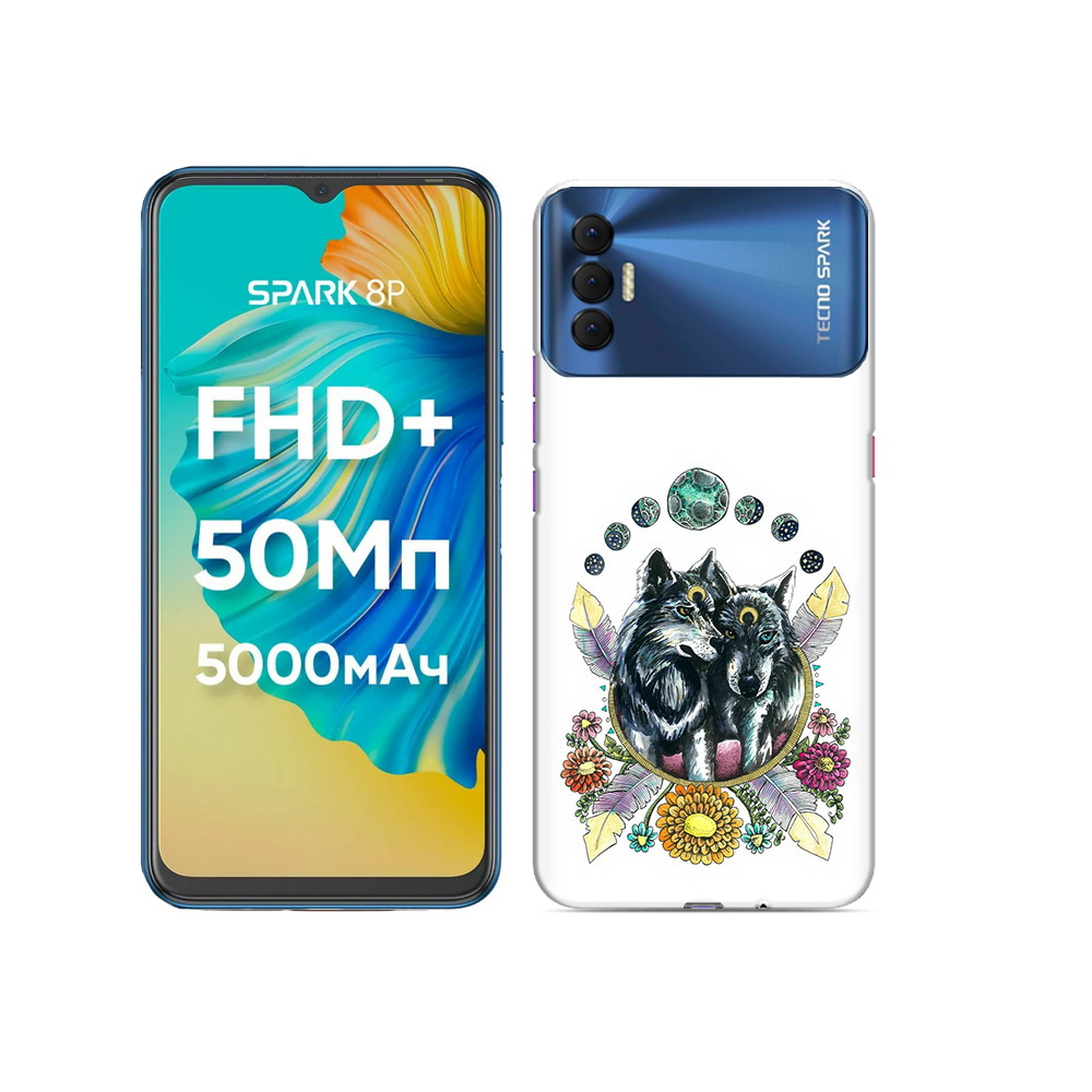 

Чехол MyPads Tocco для Tecno Spark 8P красивые волки абстракция, Прозрачный, Tocco