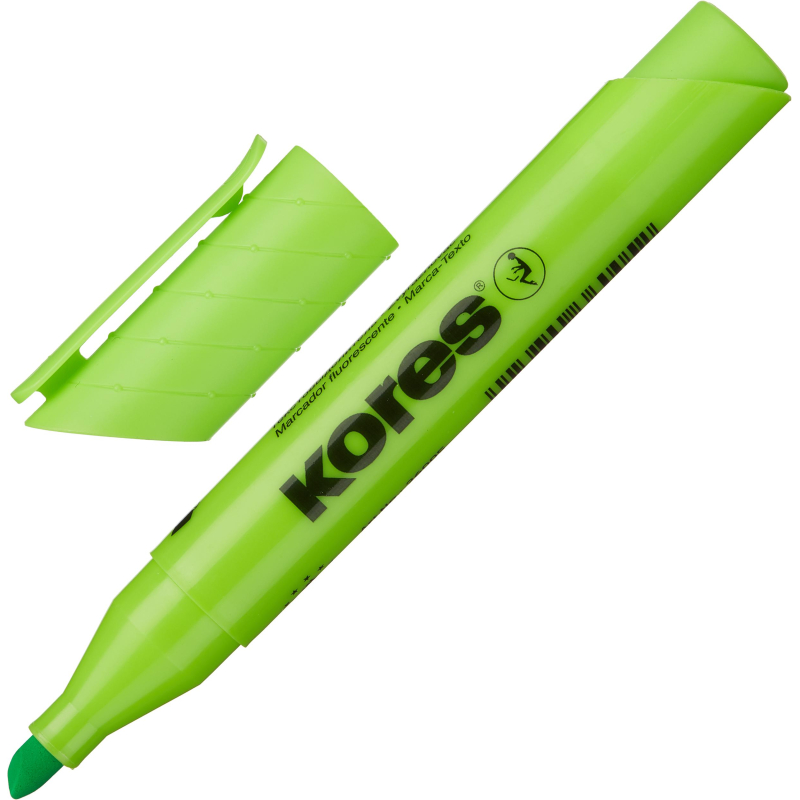 Маркер текстовыделитель KORES 1-4 мм зеленый 36005, (4шт.)