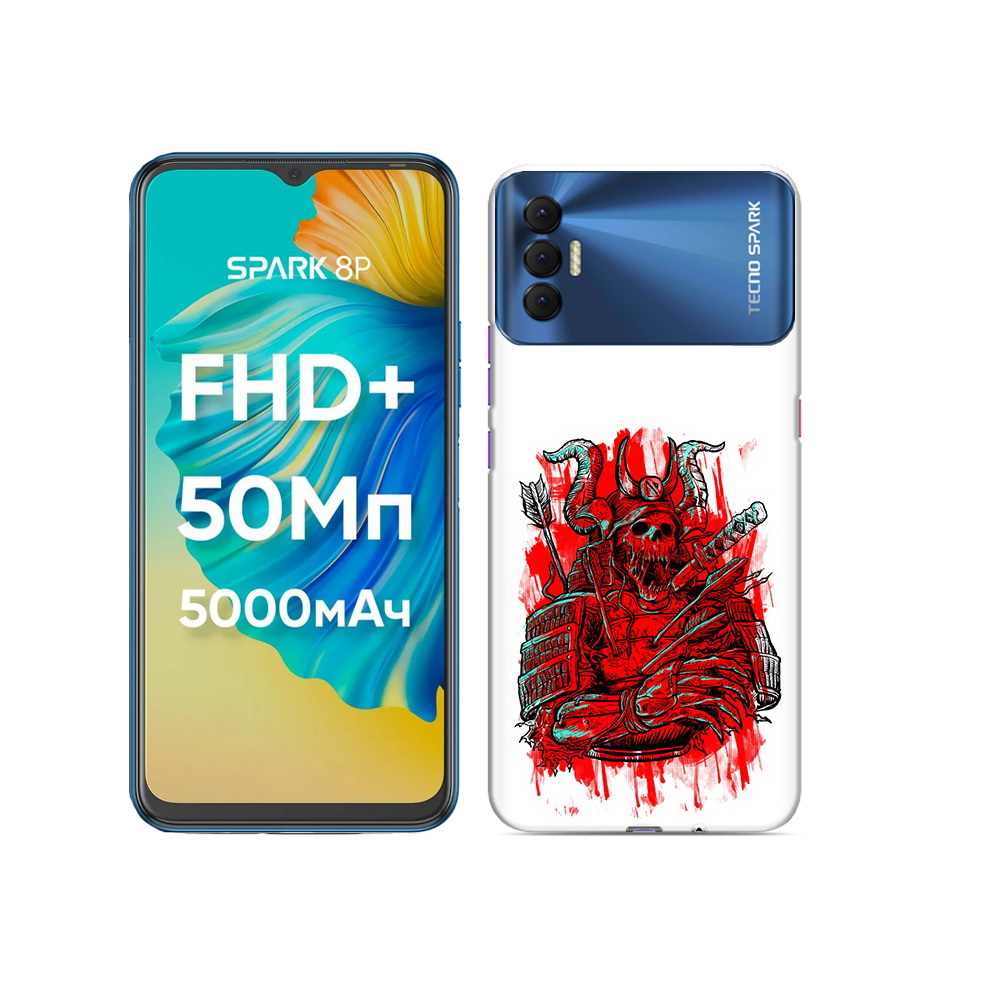 

Чехол MyPads Tocco для Tecno Spark 8P красный скелет воин, Прозрачный, Tocco