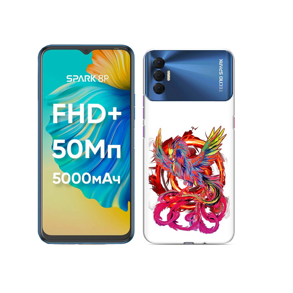

Чехол MyPads Tocco для Tecno Spark 8P красочный феникс, Прозрачный, Tocco