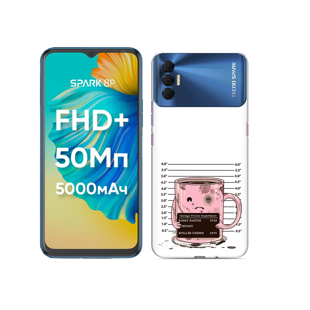 

Чехол MyPads Tocco для Tecno Spark 8P кружка, Прозрачный, Tocco